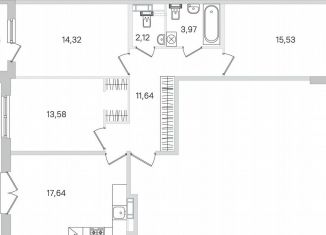 Продажа 3-ком. квартиры, 80.6 м2, Пушкин