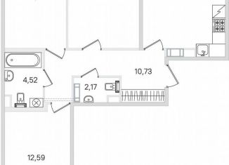 Продам трехкомнатную квартиру, 78.1 м2, Пушкин
