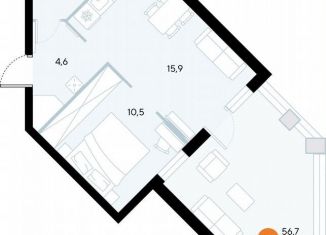 Продажа однокомнатной квартиры, 56.4 м2, поселок городского типа Заозерное, улица Аллея Дружбы, 10А