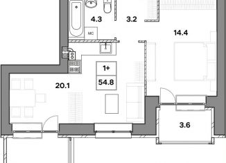 Продается однокомнатная квартира, 54.8 м2, Ярославль, улица Шевелюха, 128