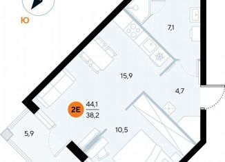 Продаю однокомнатную квартиру, 43.6 м2, поселок городского типа Заозерное, улица Аллея Дружбы, 10А
