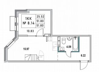 Продажа квартиры студии, 51.8 м2, Выборг, 1-я Южная улица, 8