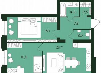 Продам двухкомнатную квартиру, 71.4 м2, Чебоксары, Чебоксарский проспект, поз5.36