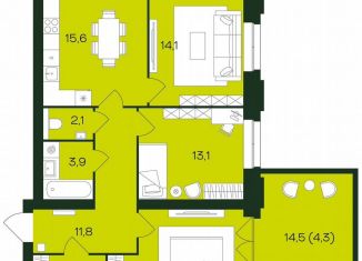 Продажа 3-ком. квартиры, 82.3 м2, Чебоксары, Чебоксарский проспект, поз5.23