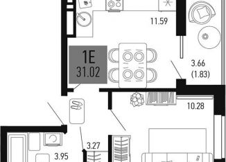 Продаю 1-комнатную квартиру, 31 м2, Аксай