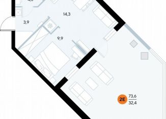 Продается 1-комнатная квартира, 73.1 м2, поселок городского типа Заозерное, улица Аллея Дружбы, 10А