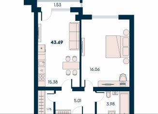 Продажа 1-ком. квартиры, 43.7 м2, поселок городского типа Заозерное