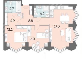 Продажа двухкомнатной квартиры, 72 м2, Москва, ЖК Зиларт, 21/22, метро ЗИЛ