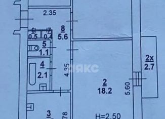 Двухкомнатная квартира на продажу, 54.4 м2, Ростов-на-Дону, улица Немировича-Данченко, 78Ак3