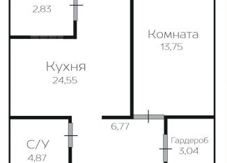 Продам однокомнатную квартиру, 55.8 м2, Тюмень, улица Василия Севергина, 2к3