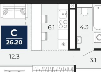 Продаю квартиру студию, 26.2 м2, Тюмень, Ленинский округ