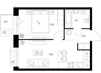 Продаю 1-комнатную квартиру, 36.8 м2, Казань