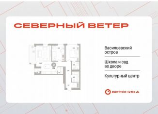 Двухкомнатная квартира на продажу, 77.5 м2, Санкт-Петербург
