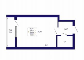 Продается квартира студия, 29 м2, Республика Башкортостан, проспект Дружбы Народов, 5