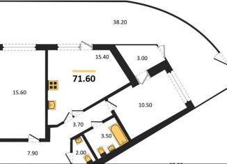 2-ком. квартира на продажу, 71.6 м2, Воронеж