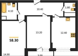 2-ком. квартира на продажу, 58.3 м2, Воронеж