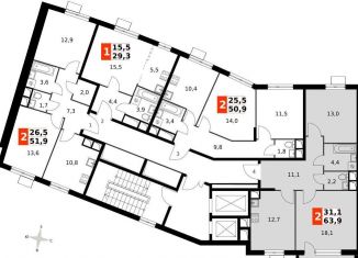 Продаю 2-комнатную квартиру, 63.8 м2, посёлок Развилка, Римский проезд, 5