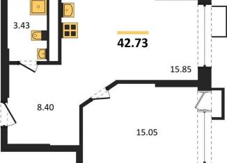 Продам однокомнатную квартиру, 42.7 м2, Воронеж, набережная Чуева, 7