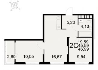 2-ком. квартира на продажу, 47 м2, Рязань