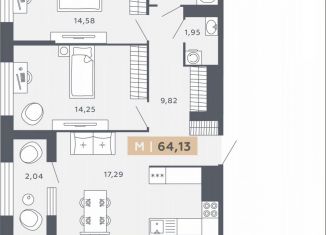 Продажа 2-комнатной квартиры, 64.1 м2, Санкт-Петербург, Московское шоссе, 13ВА, ЖК Звёзды Столиц