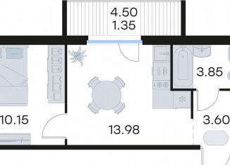 Продам 1-комнатную квартиру, 32.9 м2, посёлок Парголово