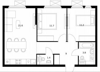 Продам двухкомнатную квартиру, 58.7 м2, Мытищи