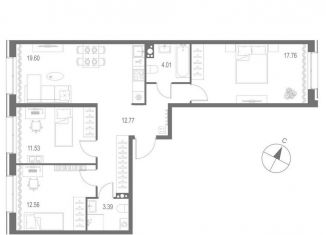 Трехкомнатная квартира на продажу, 81.6 м2, Санкт-Петербург, метро Горный институт