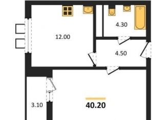 Продаю однокомнатную квартиру, 40.2 м2, Воронеж