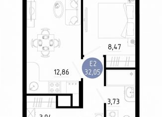 Продам 1-ком. квартиру, 32.1 м2, Рязань