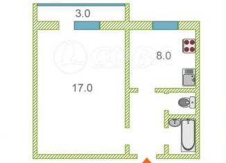 Продажа однокомнатной квартиры, 34 м2, Тюмень, улица Домостроителей, 14