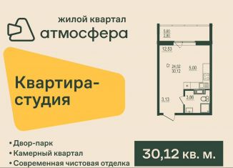 Продам квартиру студию, 30.1 м2, посёлок Западный, улица Дружбы, с3