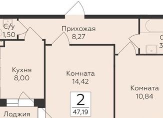 Продажа 2-комнатной квартиры, 47.2 м2, Воронеж