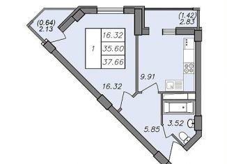 Продам однокомнатную квартиру, 37.7 м2, Воронеж, Волгоградская улица, 45