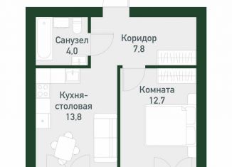 Продаю 1-ком. квартиру, 38.4 м2, Екатеринбург, Ленинский район