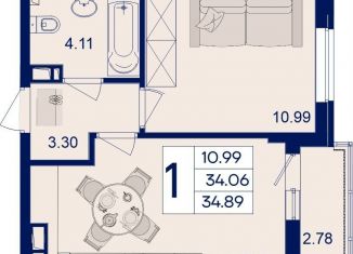 1-ком. квартира на продажу, 34.9 м2, Краснодар