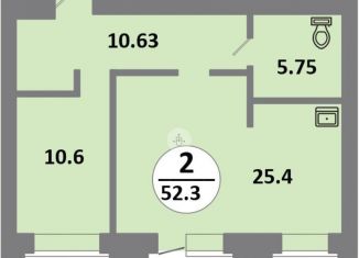 Продается 2-ком. квартира, 52.3 м2, Красноярский край, Соколовская улица, 52