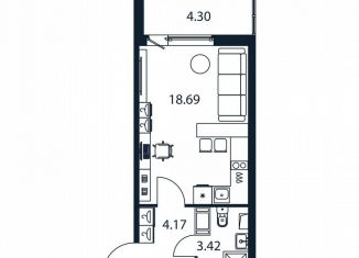 Квартира на продажу студия, 25.9 м2, Мурино, Романовская улица, 9