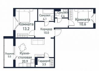 Продам 2-ком. квартиру, 64.6 м2, посёлок Западный