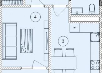 2-комнатная квартира на продажу, 43.8 м2, Грозный, проспект Ахмат-Хаджи Абдулхамидовича Кадырова, 185/4