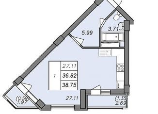 Продажа квартиры студии, 38.8 м2, Воронеж, Волгоградская улица, 45