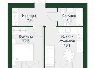 1-ком. квартира на продажу, 39.6 м2, Екатеринбург, Ленинский район