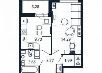 Продаю однокомнатную квартиру, 32.7 м2, Мурино, Ручьёвский проспект, 20