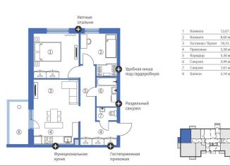Продажа 2-комнатной квартиры, 60.6 м2, Карелия