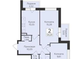 Продам двухкомнатную квартиру, 54.2 м2, Воронеж