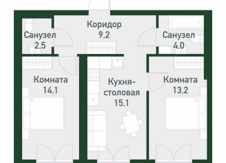 Продам 2-комнатную квартиру, 56.9 м2, Екатеринбург, Ленинский район