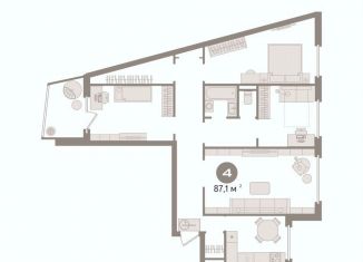 Продается 4-ком. квартира, 87.1 м2, Тюмень, улица Газовиков, 3