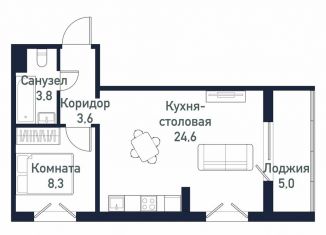 Продажа 1-комнатной квартиры, 40.2 м2, посёлок Западный