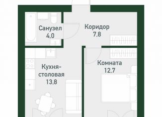 1-комнатная квартира на продажу, 38.4 м2, Екатеринбург, Ленинский район
