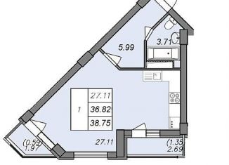 Продам квартиру студию, 38.8 м2, Воронеж, Волгоградская улица, 45