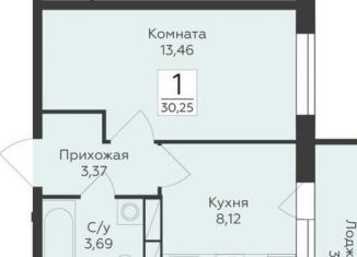 Продается 1-комнатная квартира, 30.3 м2, Воронеж